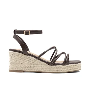 Sandalias de Cuña con Tiras Tubulares y Plataforma de Yute
