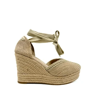 Alpargatas de Cuña Tejidas con Cintas Elegantes Corina M5386