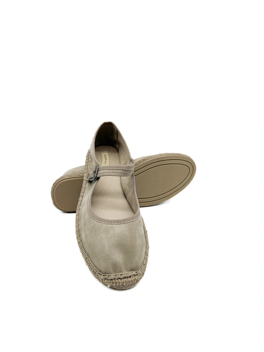 Corina Espadrillas Mary Jane en antelina con Suela de Esparto - Imagen 8