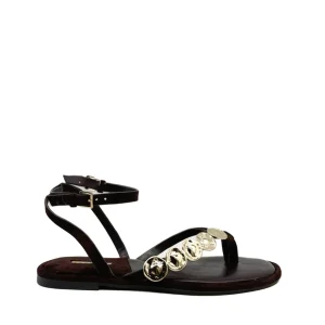 Sandalias de Dedo Boho con Discos Dorados y Tira Ajustable para Mujer