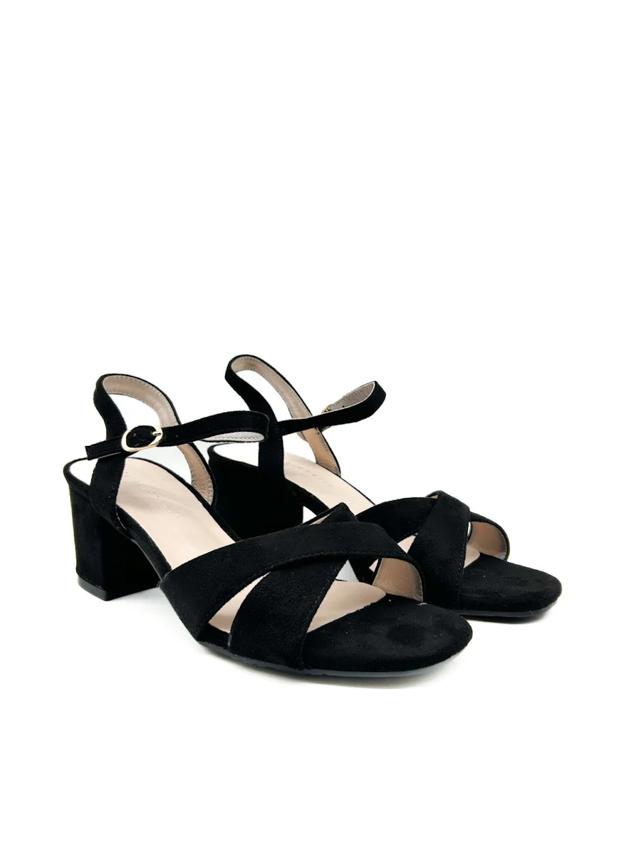 Sandalias de tacón medio con tiras cruzadas para mujer - Imagen 3