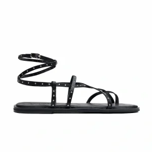 Sandalias Planas Estilo Romano con Tachuelas y Tiras Envolventes