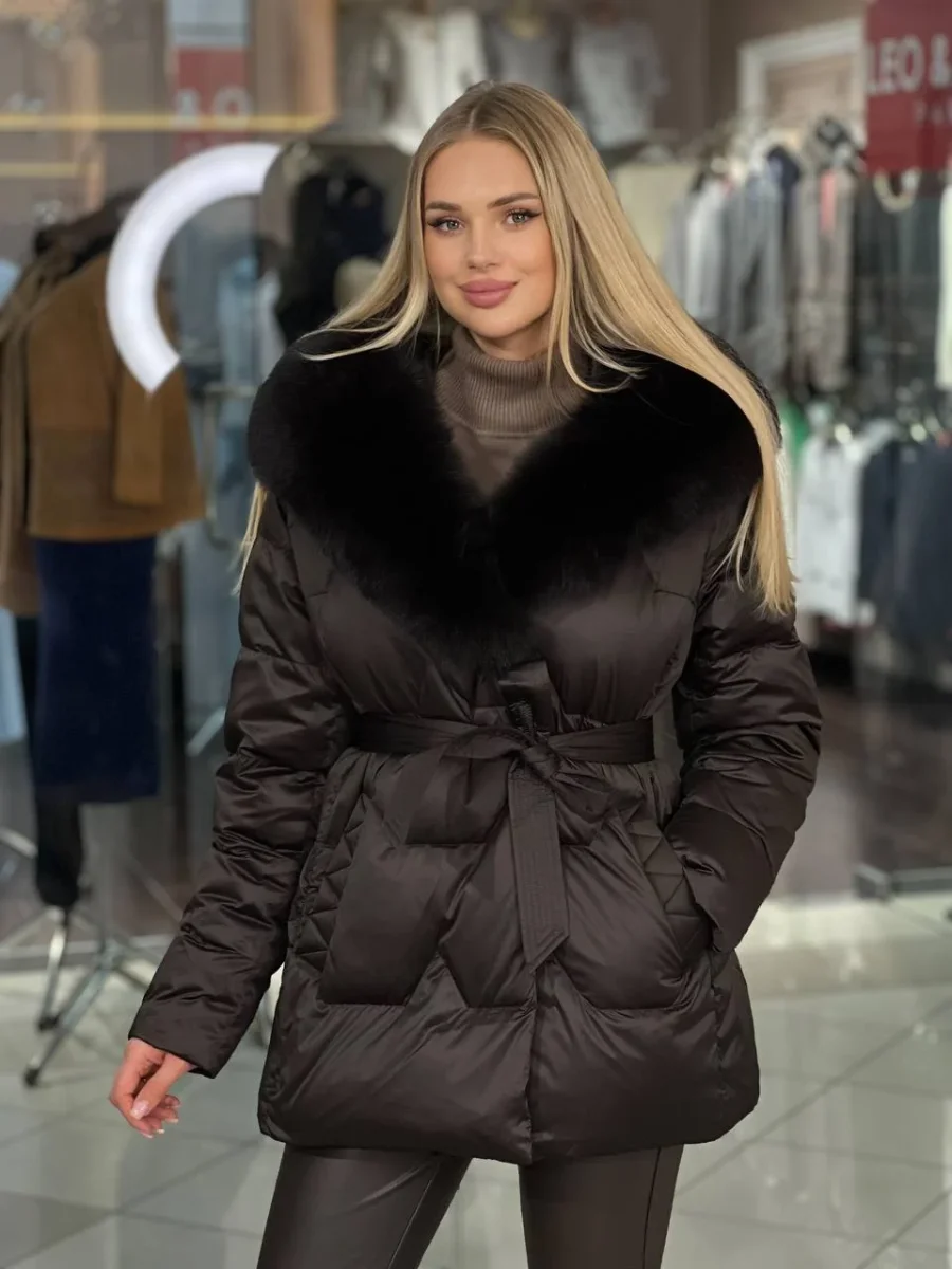 Chaqueta con capucha y relleno de plumón natural - Imagen 2