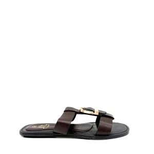 Sandalias Planas de Mujer con Hebilla Dorada