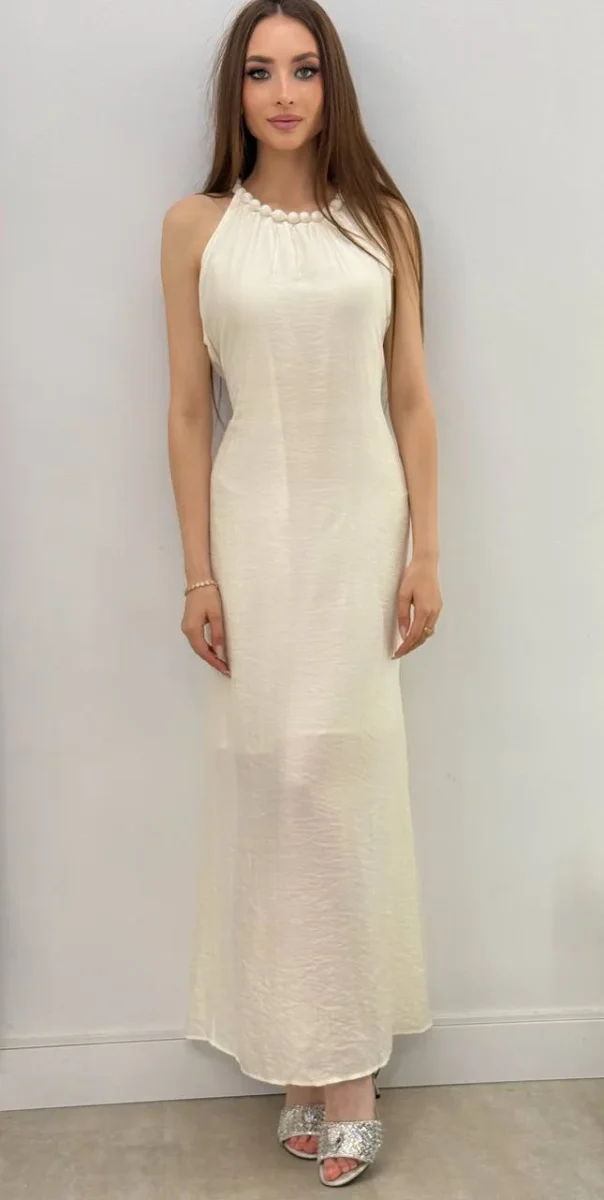 Vestido midi con cinturón y detalle de perlas - Imagen 4