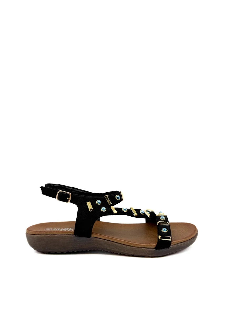 Sandalias Romanas Boho-Chic con Detalles de Pedrería Azul y Dorado - Imagen 8