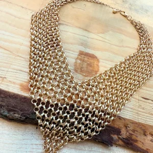 Collar Metálico Malla Oro y Plata
