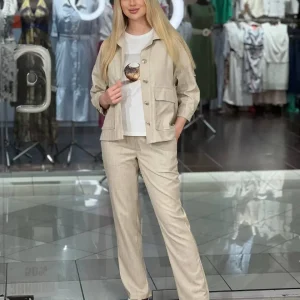 Conjunto de lino de tres piezas