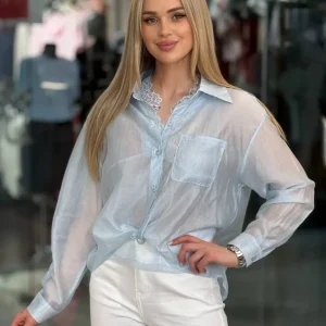 Blusa doble transparente fruncida