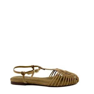 Sandalias Planas Estilo Cangrejeras Corina con Tiras Entrelazadas y Cierre de Hebilla