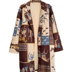 Abrigo Estampado Ecuestre Vintage