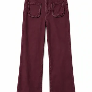 Pantalón Wide Leg con Bolsillos Trenzados