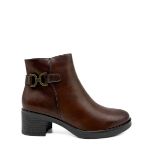 Botines con Tacón Grueso y Hebilla Decorativa