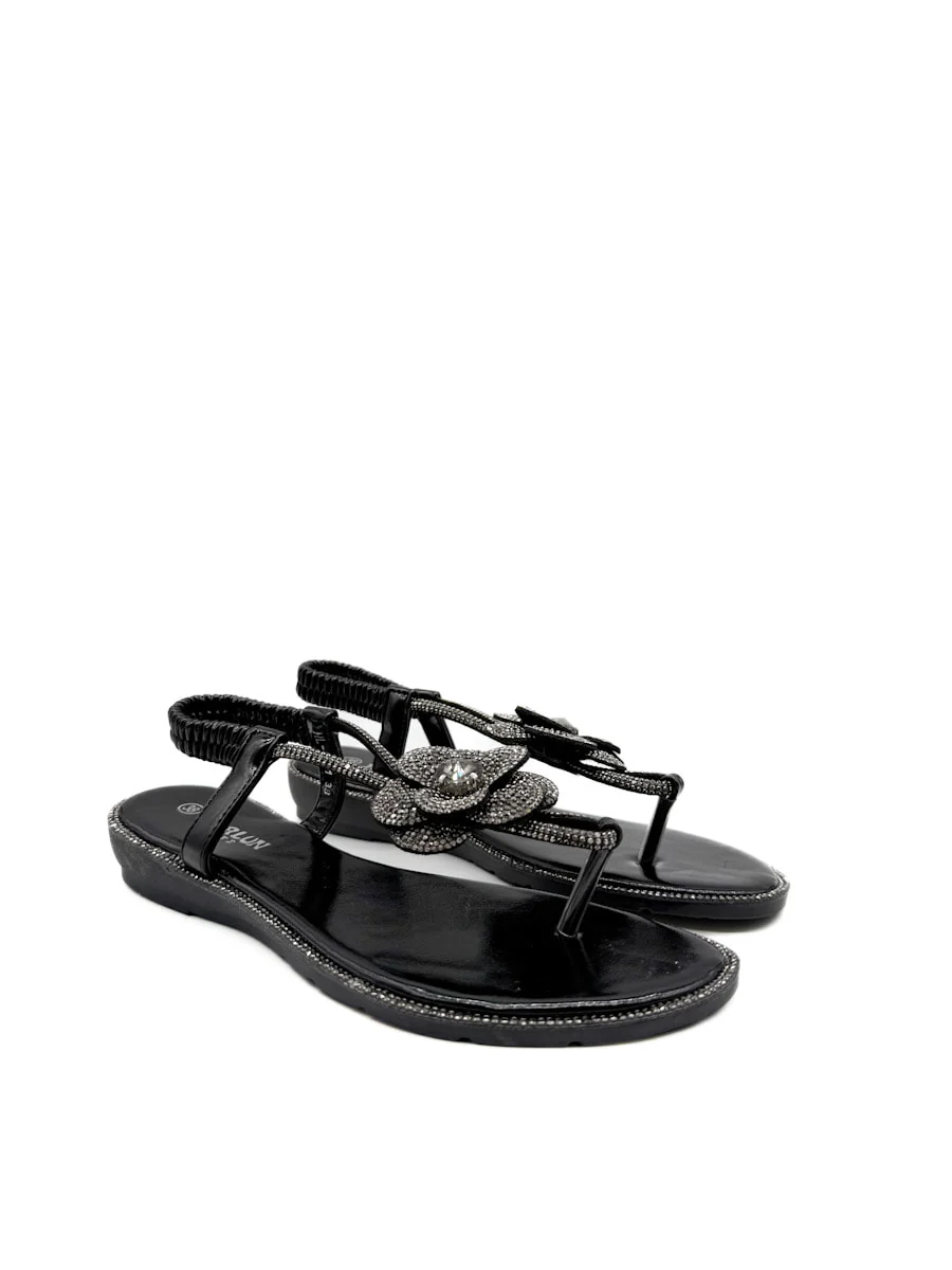Sandalias Cuña Bajas Con Adorno Floral Brillante. - Imagen 8
