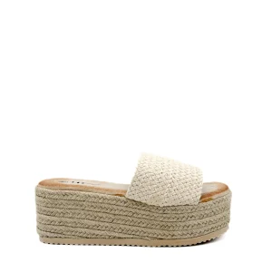 Sandalia Zueco de Plataforma de Yute con Tira de Crochet