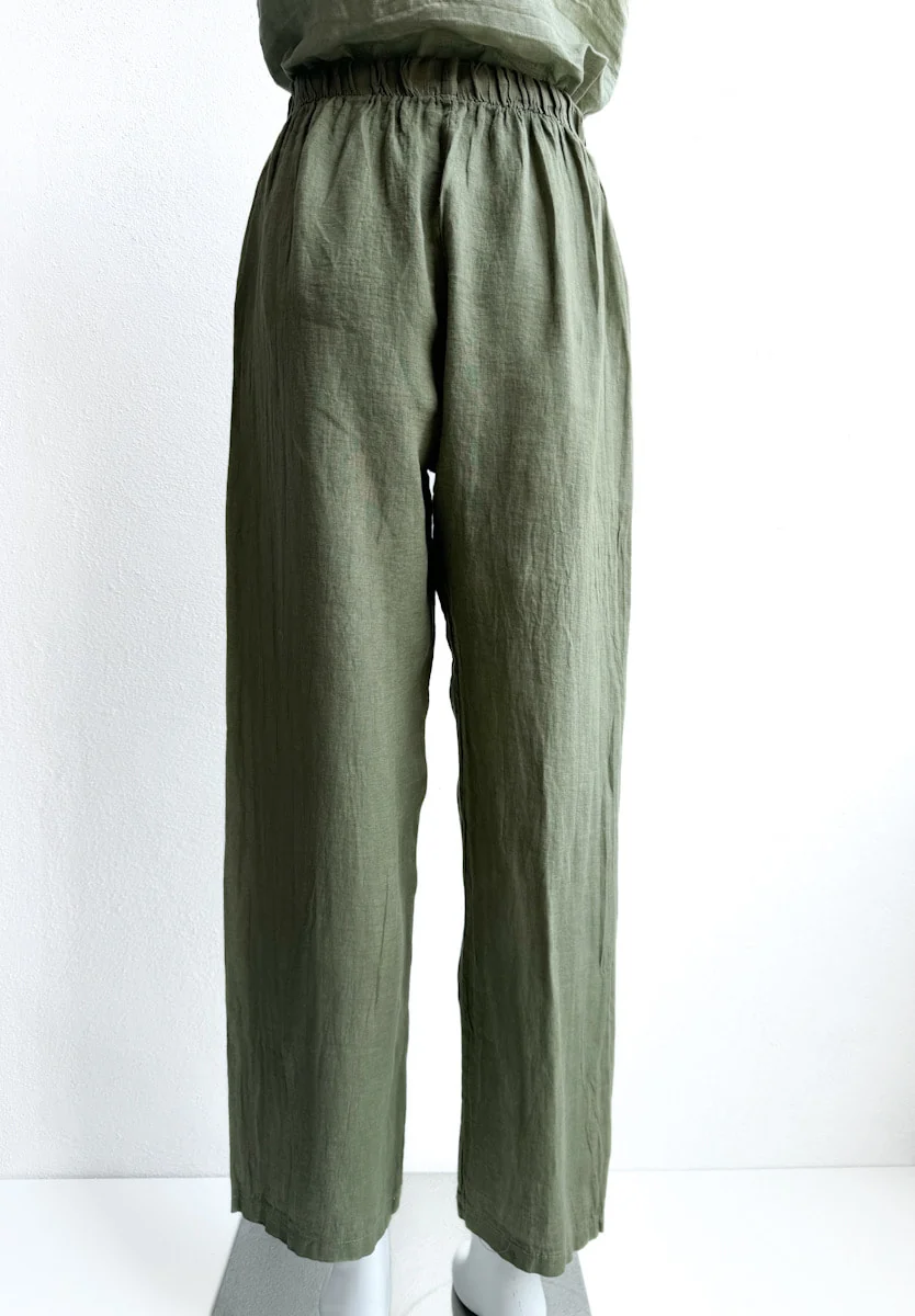 Pantalón de Lino con Cintura Elástica y Lazo Decorativo - Imagen 6