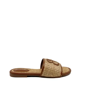 Sandalias Planas de Rafia con Monograma