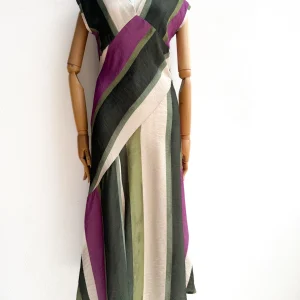 Vestido Midi de Rayas Asimétricas