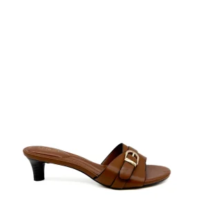 Sandalias Mule Tacón Bajo con Hebilla Dorada