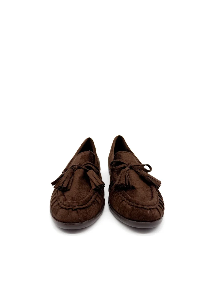 Mocasines de Ante con Borlas y Lazo para Mujer - Marrón - Imagen 5