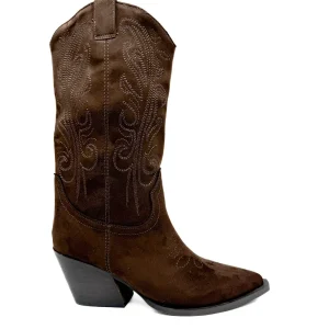 Botas Camperas Cowboy Bordadas de Caña Alta con Tacón Ancho