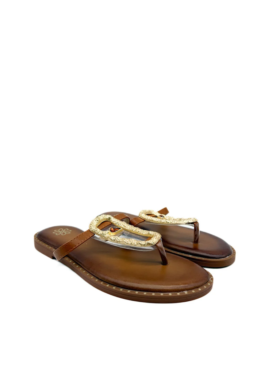 Sandalias Planas con Adorno Dorado Transparente - Imagen 9