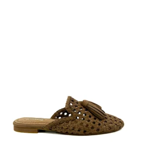 Sandalia Mule Trenzados de Antelina con Borlas Decorativas Corina