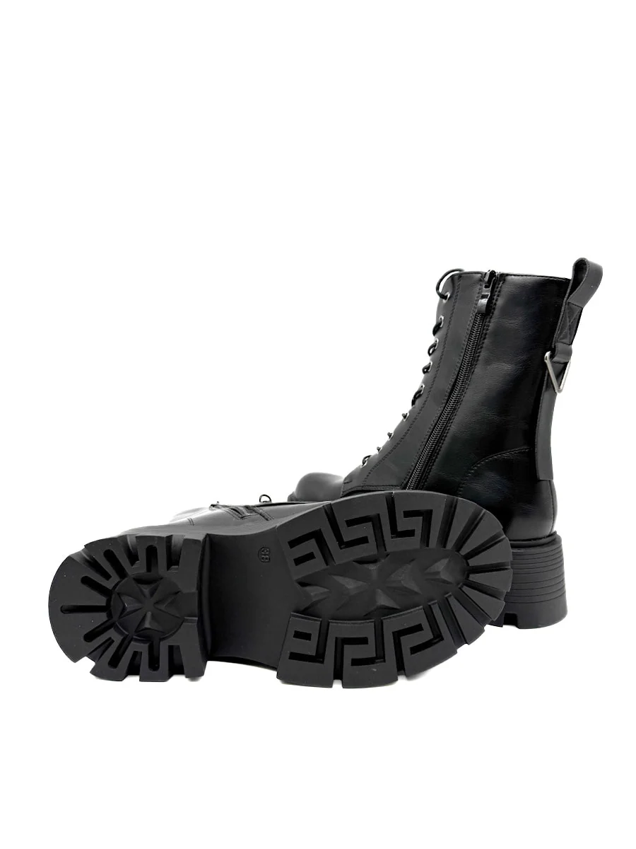 Bota Negras de Estilo Militar con Suela Gruesa - Imagen 6