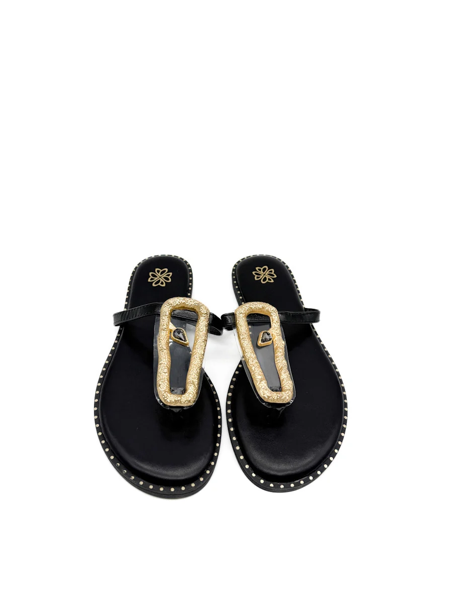 Sandalias Planas con Adorno Dorado Transparente - Imagen 6