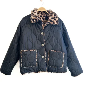 Chaqueta Reversible Acolchada con Estampado Animal