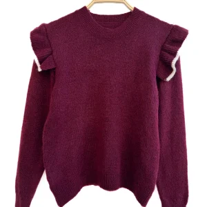 Jersey de punto suave con volantes en los hombros
