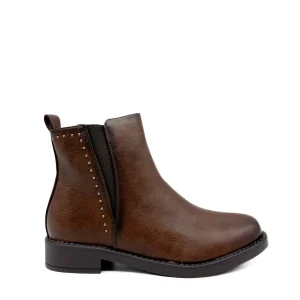 Botines Planos Chelsea con Cremallera Lateral y Detalle de Tachuelas