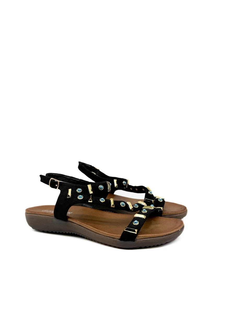 Sandalias Romanas Boho-Chic con Detalles de Pedrería Azul y Dorado - Imagen 9