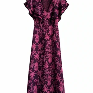 Vestido Largo  Estampado / Liso con Volantes