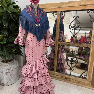 Traje de Flamenca Lola Rosa lunar negro T.40