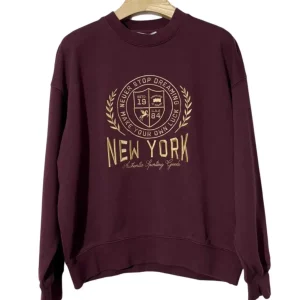 Sudadera New York Bordada Burdeos
