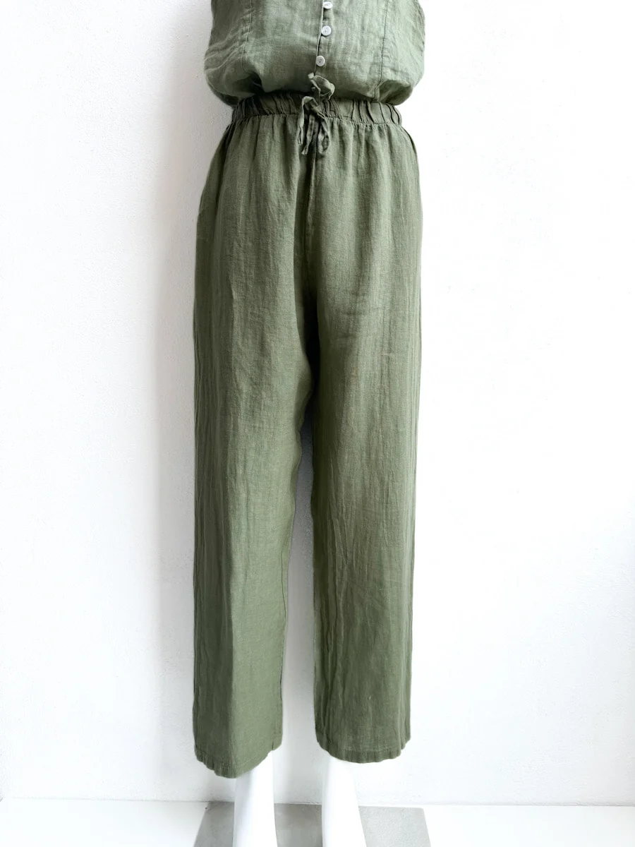 Pantalón de Lino con Cintura Elástica y Lazo Decorativo - Imagen 5