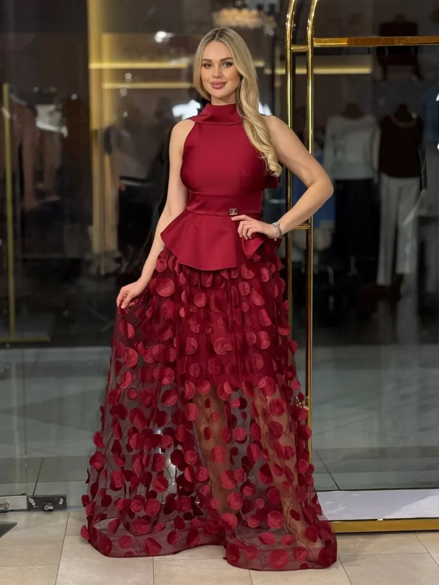 Vestido largo con tul - Imagen 2