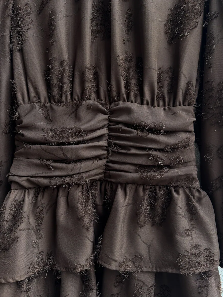 Vestidos Elegante de Manga Larga con Volantes y Estampado Floral - Imagen 9