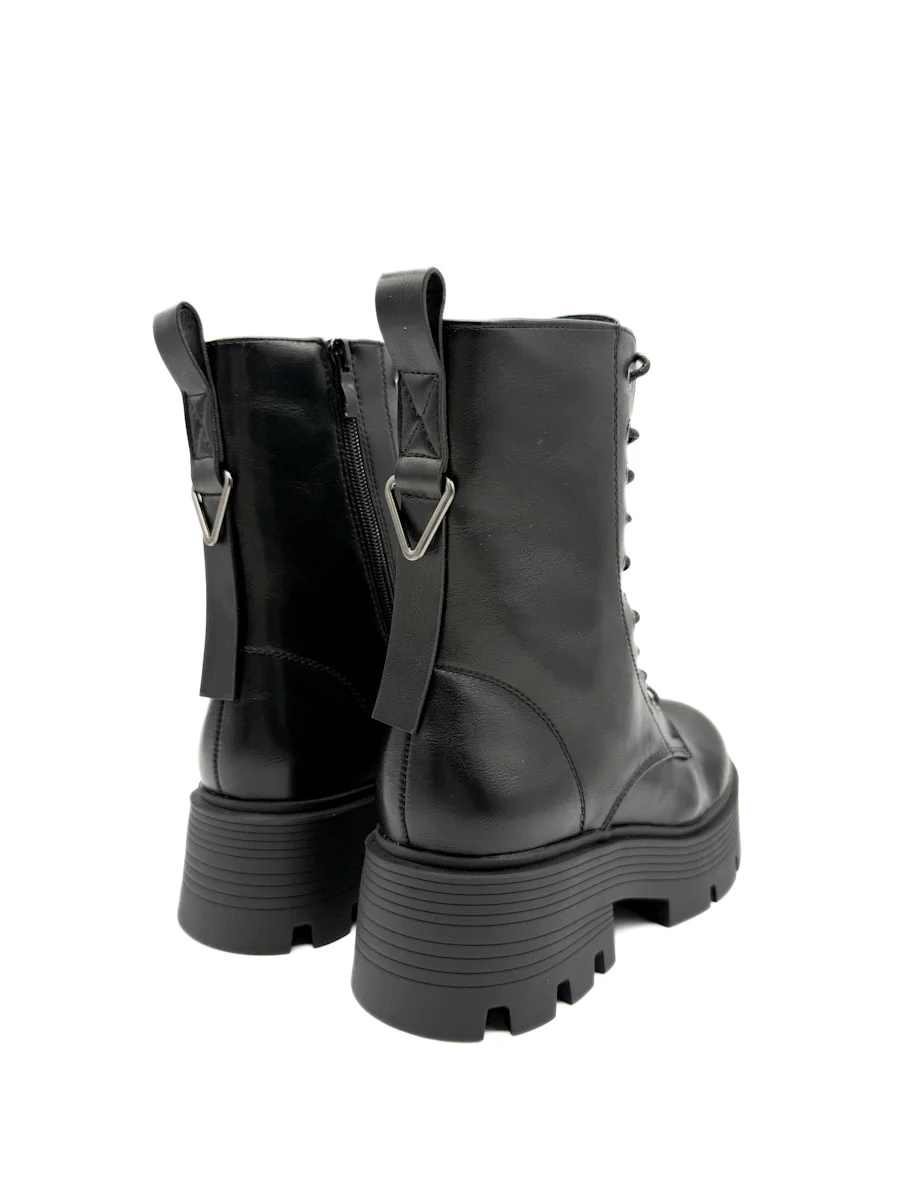 Bota Negras de Estilo Militar con Suela Gruesa - Imagen 5