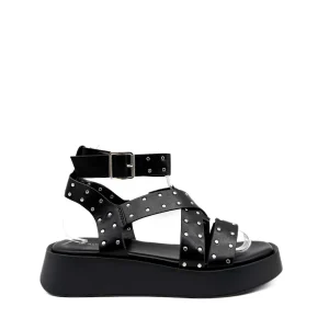 Sandalia Negra con Plataforma Detalle Tachas