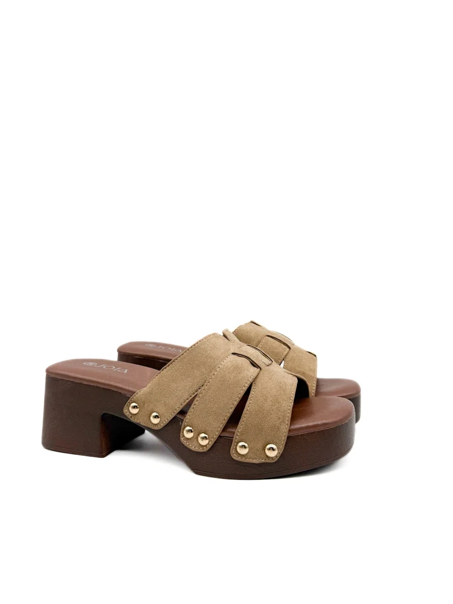 Sandalias de Plataforma Estilo Zueco con Tachuelas y Antelina - Imagen 4