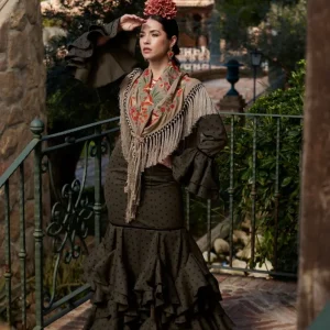 Traje de Flamenca Madrid Verde con lunar T.36