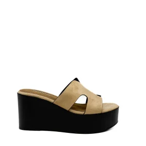 Sandalias de Cuña Corina con Pala Calada en "H" y Plataforma Negra