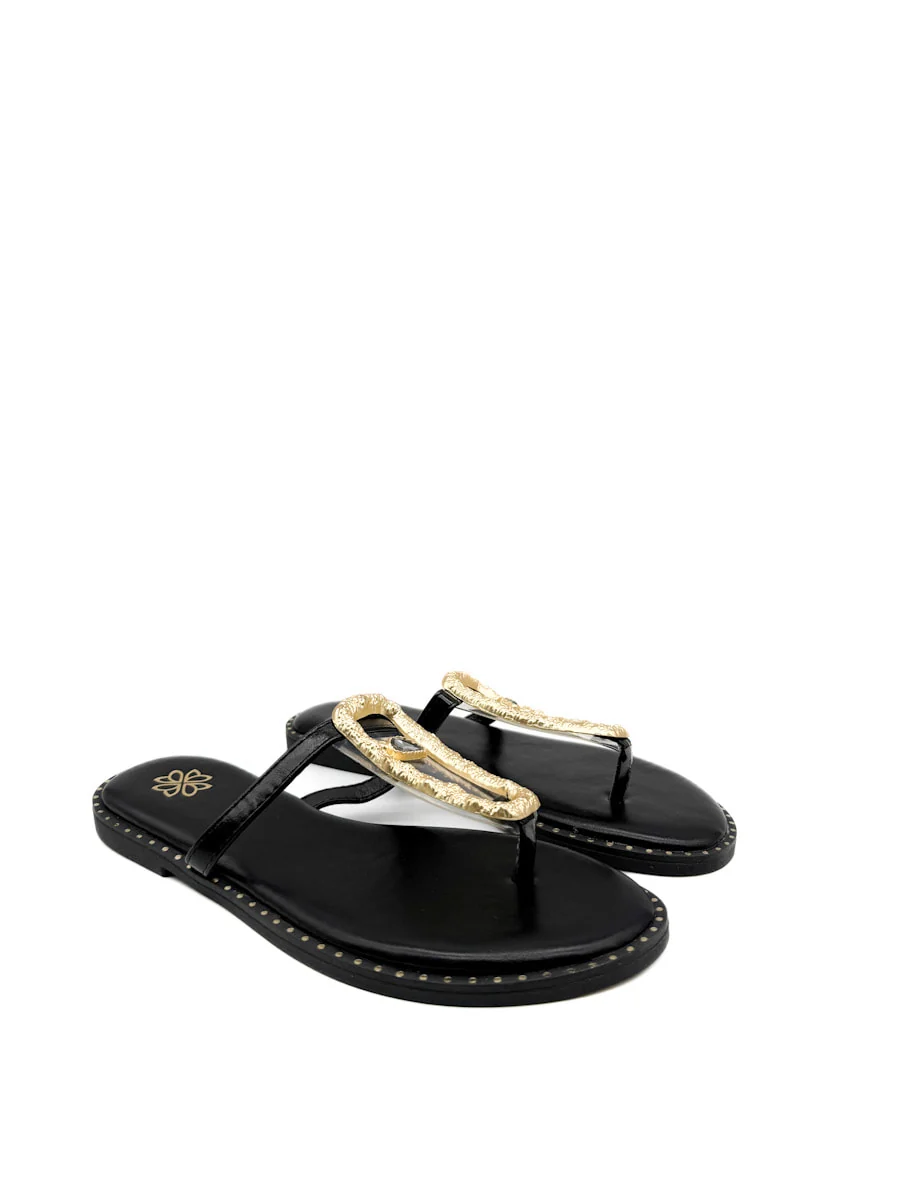 Sandalias Planas con Adorno Dorado Transparente - Imagen 3