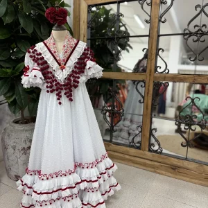 Traje de Flamenca Niña Carmen Doble Rojo Talla 6