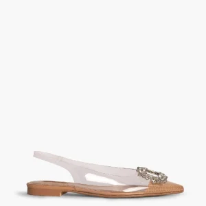 Zapato Plano Vinilo con Adorno de Diamantes