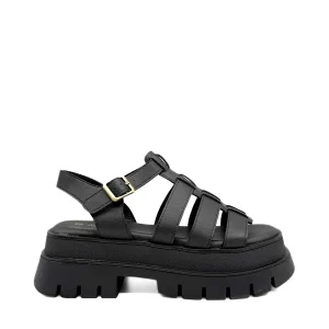 Sandalia Negra Estilo Romanas con Plataforma