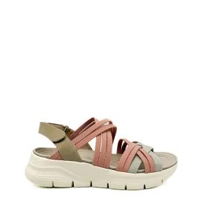 Sandalias de plataforma con tiras cruzadas en tonos rosa y gris