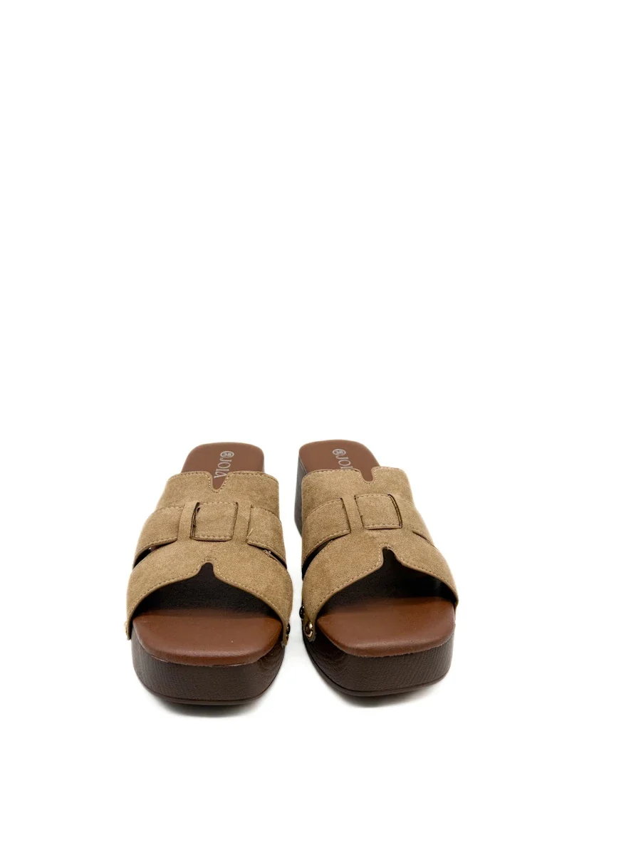 Sandalias de Plataforma Estilo Zueco con Tachuelas y Antelina - Imagen 5